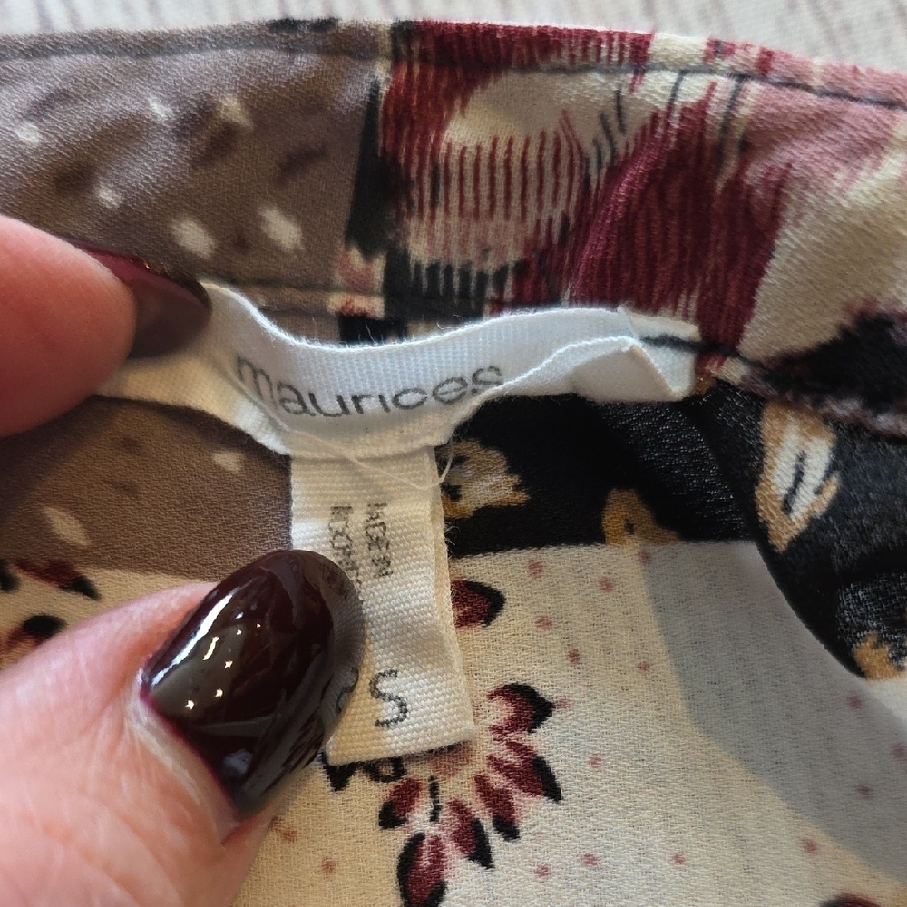 Maurices Floral Patchwork Blouse - Black, Cream, Pink - Picture 2 of 7